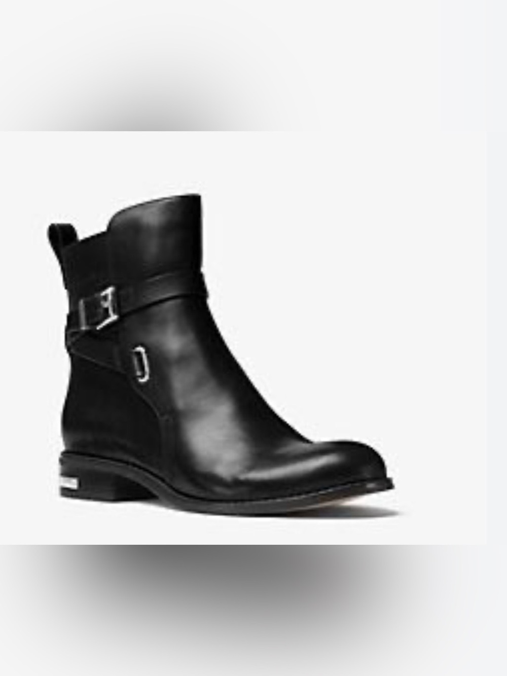 Michael Michael Kors Arley Black Leather Buckle Ankle Boot 9M w/Silver Tone NWT
